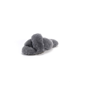 Real Wool Sheepskin Double Strap Slippers